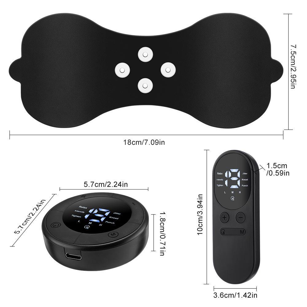 Portable Massage Patch with Remote Control Digital Display, 6 Modes 19 Levels, Multifunctional Shoulder Neck Back Full Body Massager, Muscle Stimulator