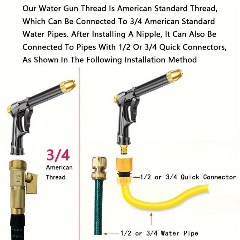 1pc High-Pressure Car Washing Water Gun, Plastic Gun Body, Garden Water Hose Nozzle, Garden Shower, Multifunction Watering Tool, Powerful Cleaning