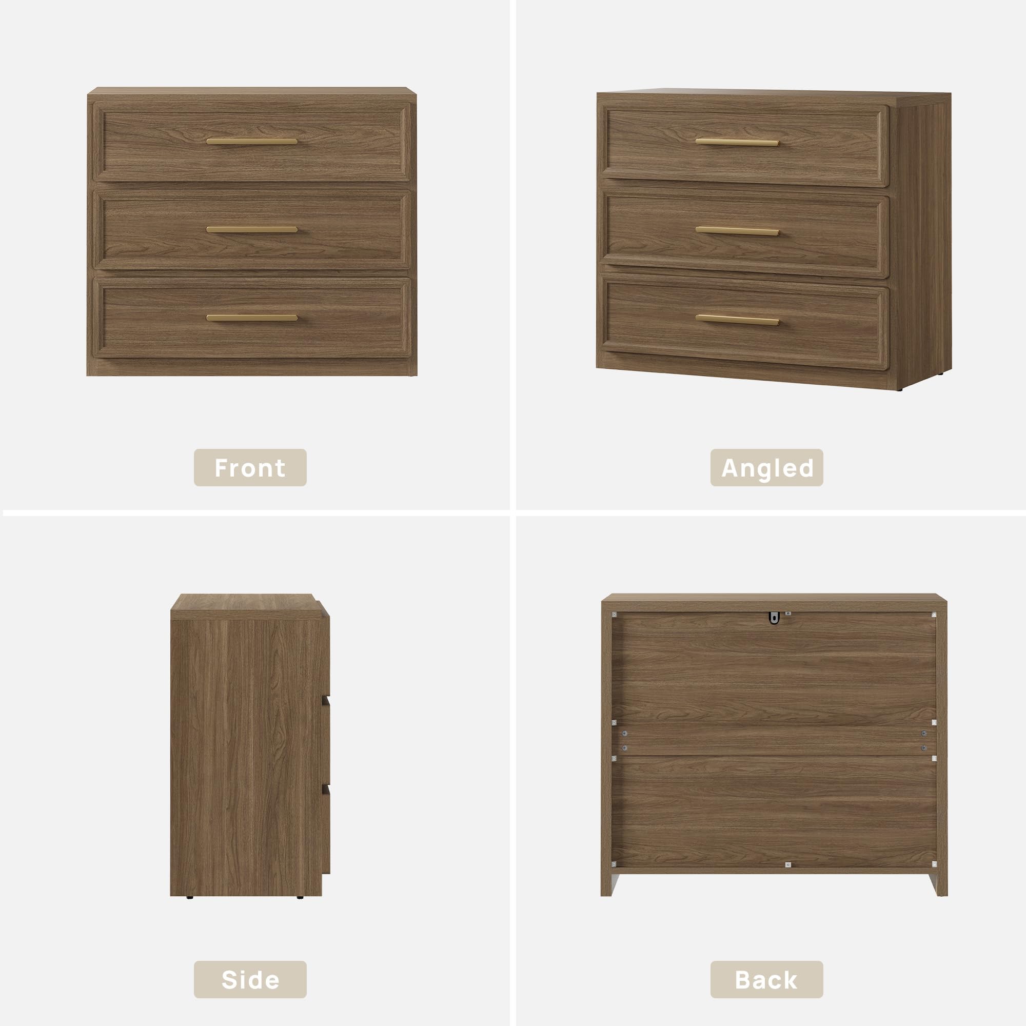 SICOTAS Night Stand Oversized Extra Large Nightstand Tall Bedside Side Table with 3 Drawers