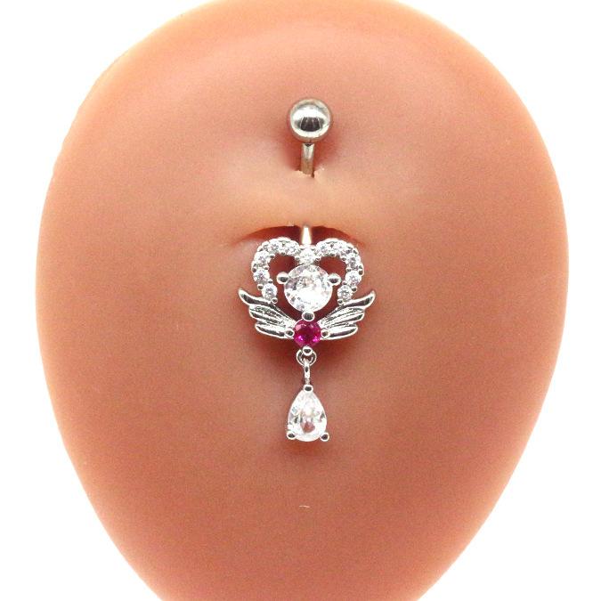 Heart-shaped navel ring, navel stud, navel ornament, water drop pendant, navel ring body piercing jewelry