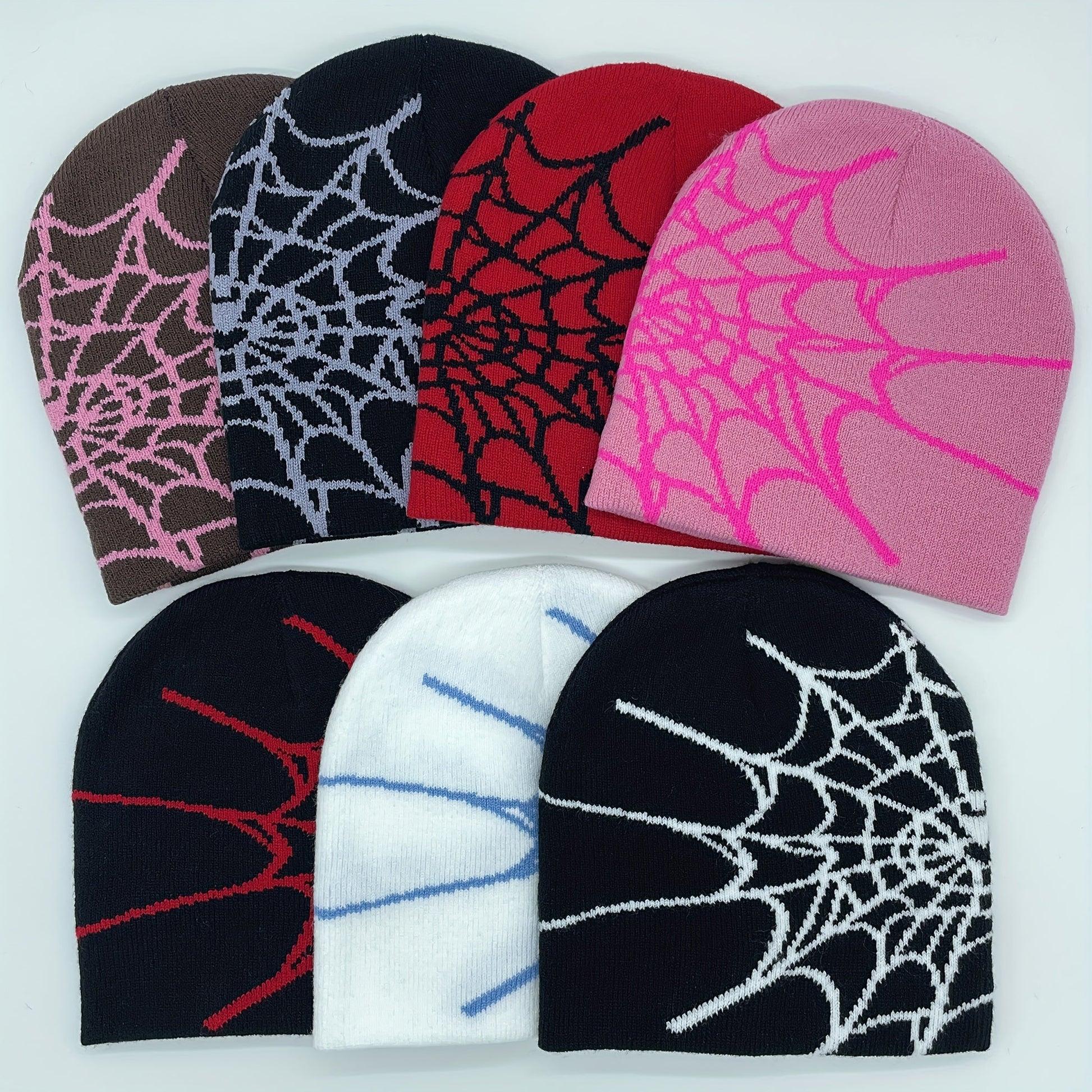 y2k beanie Spider Hat Solid Color Casual Knit Hat Party Spider Web Hat Springtok Unisex Windproof Hat Gift skull cap beanie hat