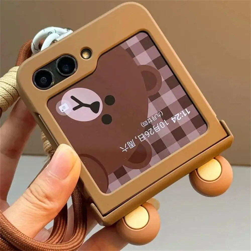 Ins Korean Japanese Anime Cute Cartoon Bear Ears Case For Samsung Galaxy Z Flip 8/7/6/5/4/3 For Motorola Razr 60 40 50 Ultra