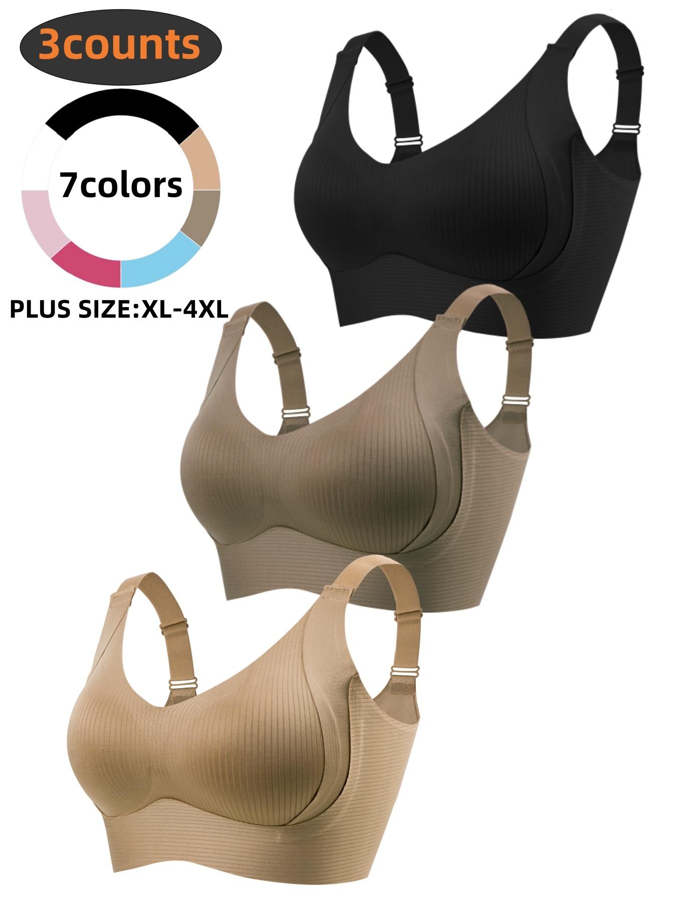 3-Pack Plus Size Comfortable Seamless Bras, Sizes 1XL-4XL, Designed for Women, Wire-Free Push-Up Style, Suitable for Daily Wear, Maximum Comfort Underwear, Wireless Seamless Bra