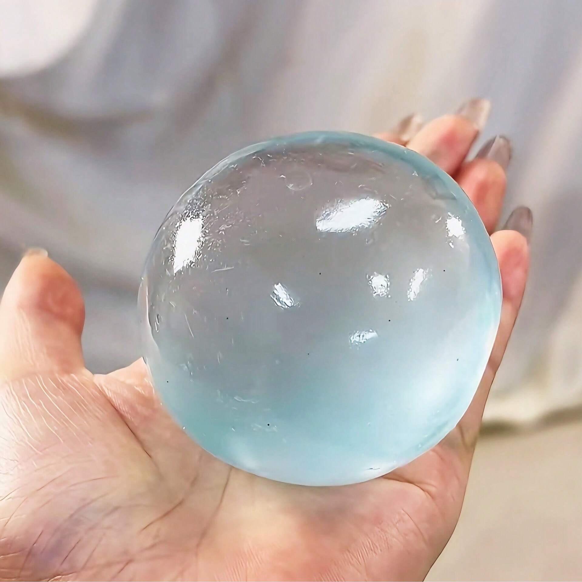 Plastic Coconut Oil Squeeze Ball (blue/), 6cm Round Malt Stress Relief Toy, Stress Relief Fidgeting, Ideal Holiday Gift, Fun Cute Present, Birthday, Easter, Halloween, Christmas