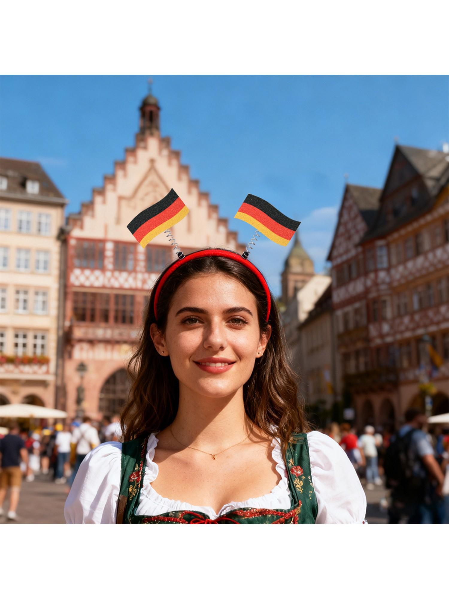 5 Piece Flag Element Hairbands Fan Support Headwear Party Photo Decoration Elastic Hair Bands, Colorblock Pattern, All Seasons