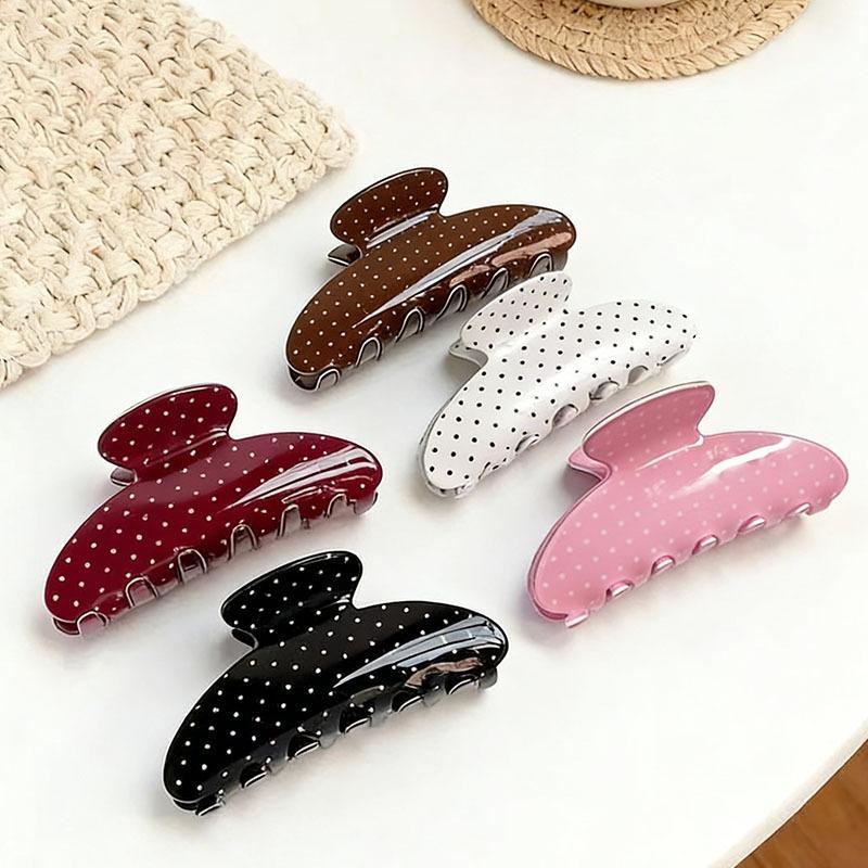 Women's 5pcs Polyester Glossy Dotted Pattern Hair Claw Clips, Non-Slip Jaw Clips for Leisure Use, Unisex Multi-Color Fashion Hair Accessories