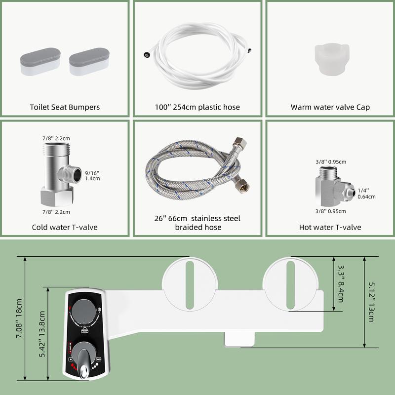 Modern Cold & Hot Water Bidet Attachment, 1 Set Bathroom Bidet Sprayer Attachment with Accessories, Bidet Attachment with Switch for Bathroom Sink, Toilet Bidet Attachment, Bathroom Accessories