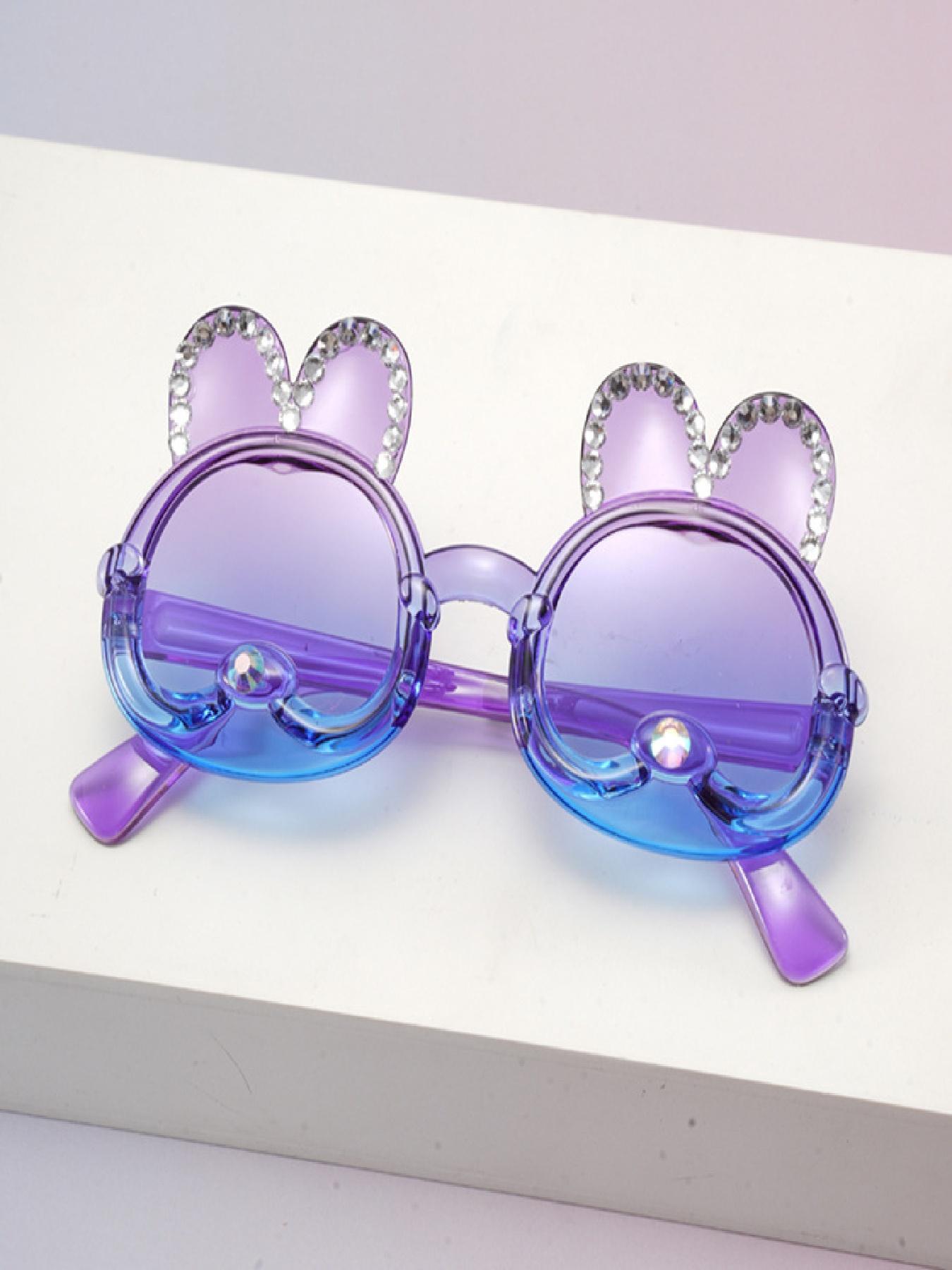Cute Rabbit Rhinestone Sunglasses, Bow Heart Frame, Gradient Lens, Fashion Casual, Beach Wear, Multiple Colors Available