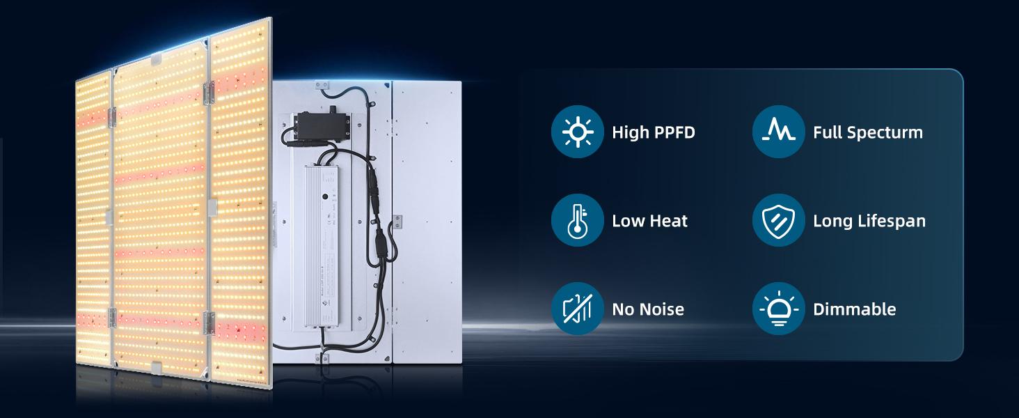 Barrina 480W BU4800 LED Grow Lights for 4x4/5x5 Grow Tent, Full Spectrum with IR, Daisy Chain Dimmable, Adjustable Light Panel