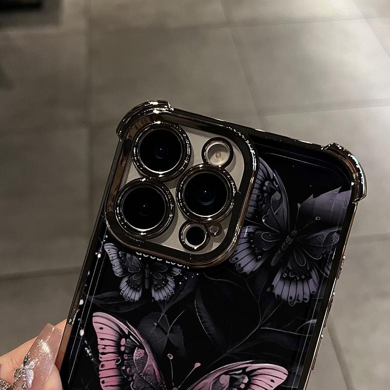 Butterfly Pattern Four-corner drop-proof TPU phone case for iPhone17 16 15 14 Pro Max 13 12 11 XR XS Plus shockproof full camera protection durable slim silicone case mobile phone case