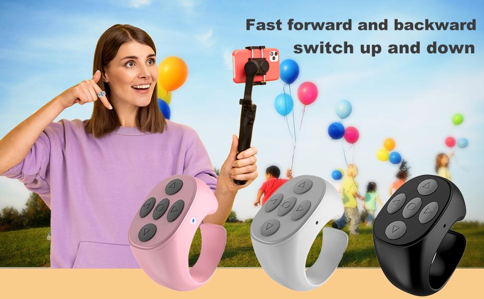 Fingertip Wireless Bluetooth Remote Control, Remote Control for TikTok Scrolling Ring Remote Control, Remote Control App Page Turner, Scrolling Rings Rechargeable Camera Remote