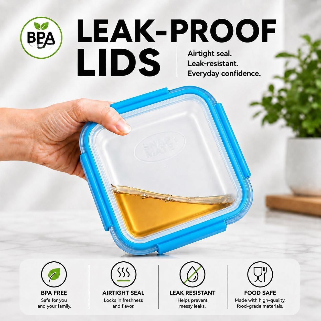 4 Pack Plastic Kitchen Utensils Leakproof Airtight Sandwich Containers, Fun Size Food Storage Boxes for Sandwiches, Salads