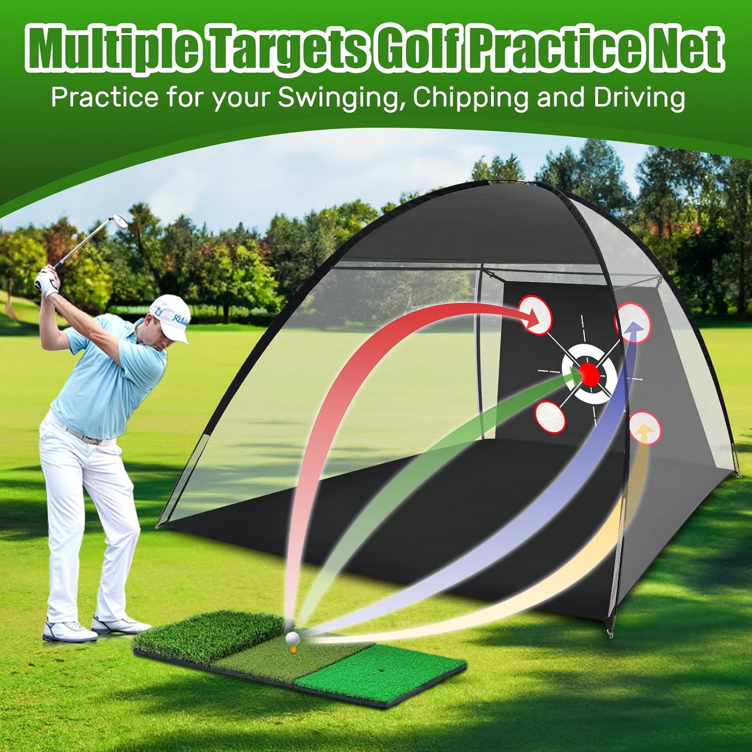Golf Net with Practice Mat,Golf Hitting Aid Nets 10x7FT for Backyard Driving Chipping Swing,Gifts for Men Dad Him and Golfer Golf Net with Practice Mat,Golf Hitting Aid Nets 10x7FT for Backyard Driving Chipping Swing,Gifts for Men Dad Him and Golfer