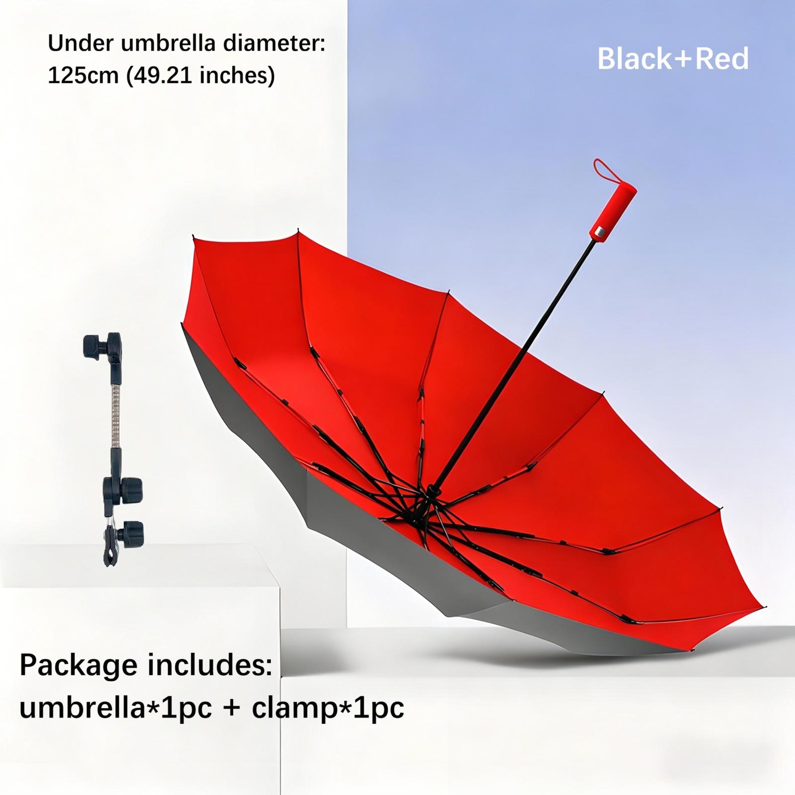 Outdoor Camping Sunshade Umbrella with Clip, Sun Parasol Umbrella, 49-Inch Large Canopy, UV Protection, Beach Gear, Ideal for Travel, Fishing, Golf, Sports Events, Lightweight Canopy