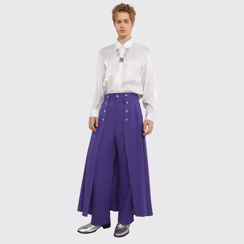 INCERUN Men's All Season Fashion Gothic Double-Breasted High Waist Deconstructed Layered Wide Leg Blazer Trousers Perfect for Halloween Costume Steampunk Stage Party Wear.