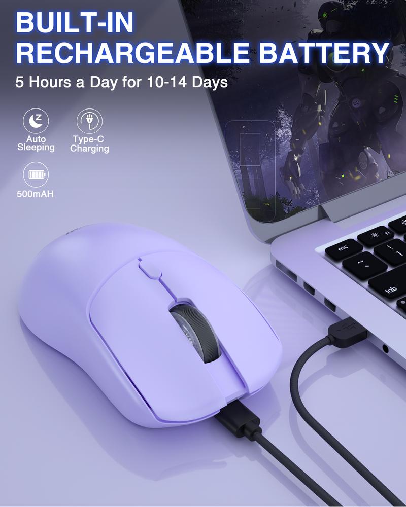 AULA Wireless Keyboard and Mouse Combo, F75 Pro Wireless Mechanical Keyboard,75 percent Gasket Hot Swappable Custom Keyboard+SC580X Wireless Gaming Mouse Light Purple office computer backlit creamy keyboard gaming accessory wireless mouse keyboard Set