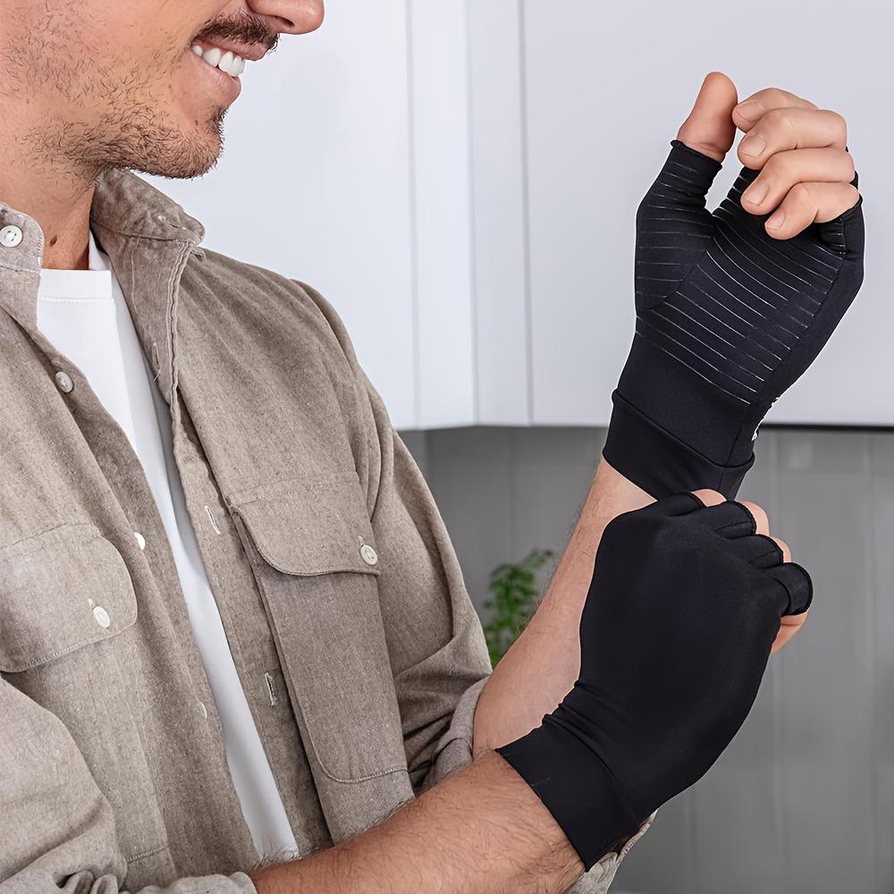Copper Compression Arthritis Gloves Hand Support Copper Infused Fingerless Design Hand Brace For Carpal Tunnel RSI Rheumatoid Tendonitis Hand Pain Relief Computer Typing Breathable Material