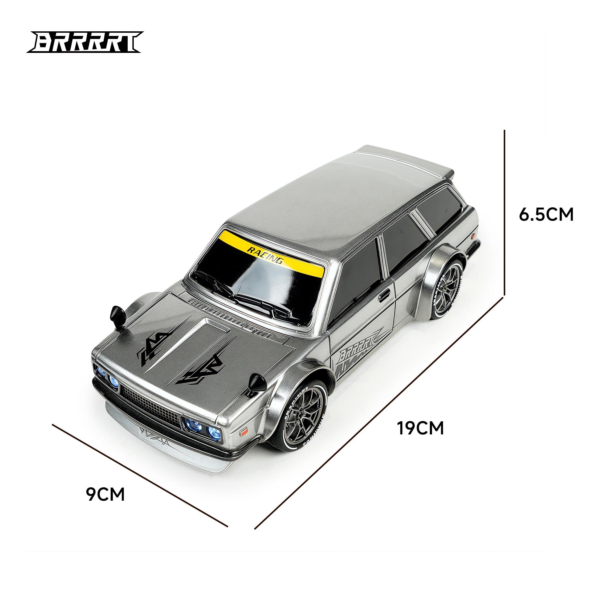 BRRRRT High-speed drift racer with wireless remote control and four-wheel drive power. Features high-brightness LED headlights and a shock-resistant PVC elastic body. This passion-fueled racing car never fears the dark—the  Easter gift for boys and girls