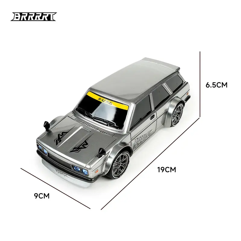 Product Introduction of BRRRRT High-speed drift racer with wireless remote control and four-wheel drive power. Features high-brightness LED headlights and a shock-resistant PVC elastic body. This passion-fueled racing car never fears the dark—the perfect gift for boys and girls. 5