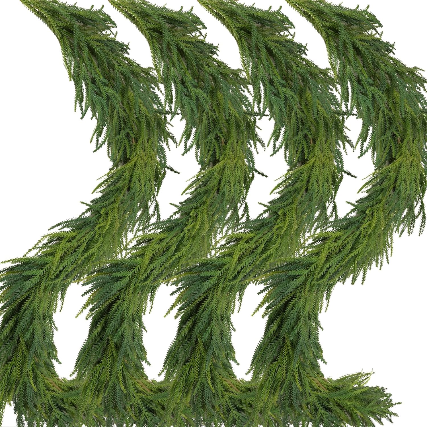 6 Foot Artificial Norfolk Island Christmas Wreath, Faux Pine Garland for Indoor Outdoor Decor, Perfect for Dining Table Fireplace Wall, Hanging Decoration
