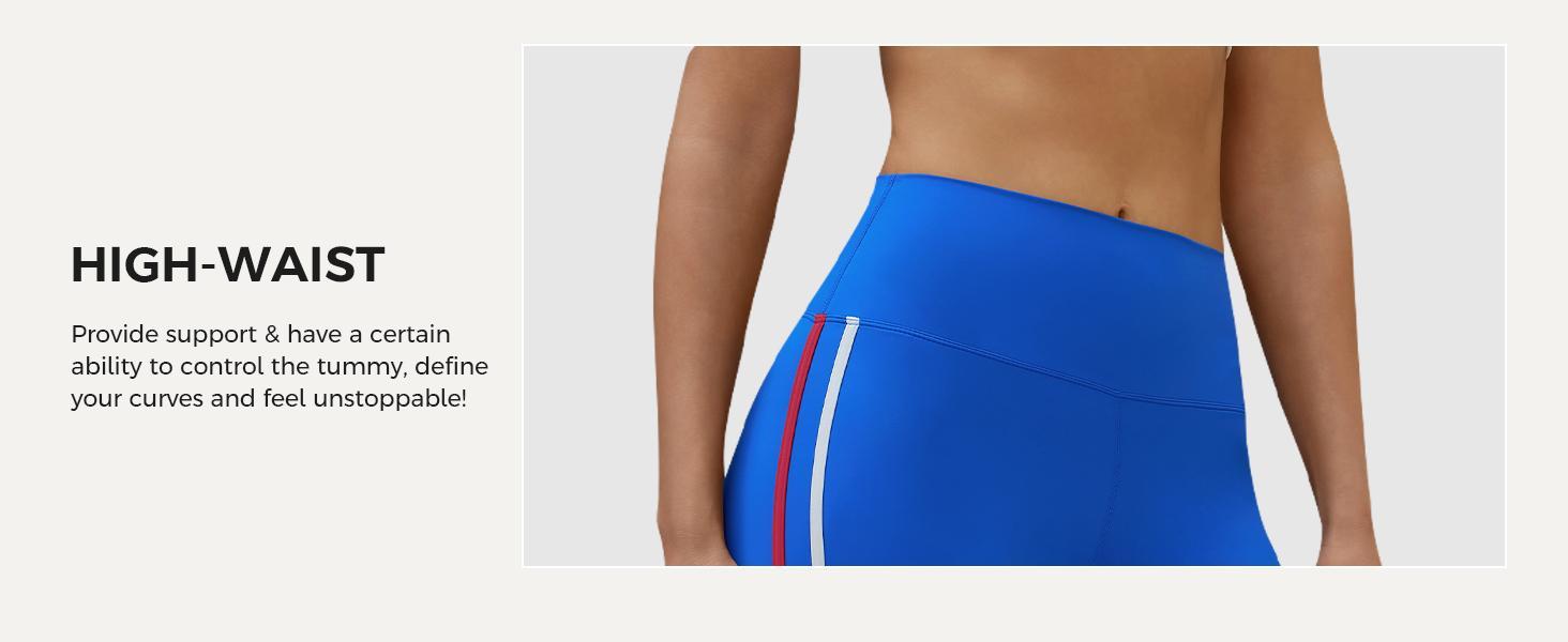 Aoysky Women's 25" CloudSoft High Waist Leggings - Side Stripes, Seamless, Stretch Skinny, Booty Lifting Gym Athleisure Sportswear for Yoga, Fitness - Summer Wins, Summer Outfits, Vacation Outfits