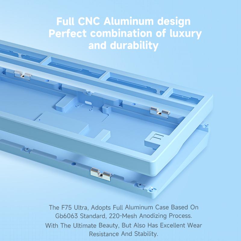 FURYCUBE F75Ultra 75% CNC Aluminum Mechanical KeyboardSouth Facing RGB Backlight 2.4G BT USB Wired with HMXGrape Huano Latte 5- Pin Hot-Swappable Switches &BlackWhite PTB Keycaps Gaming Keyboard for PC