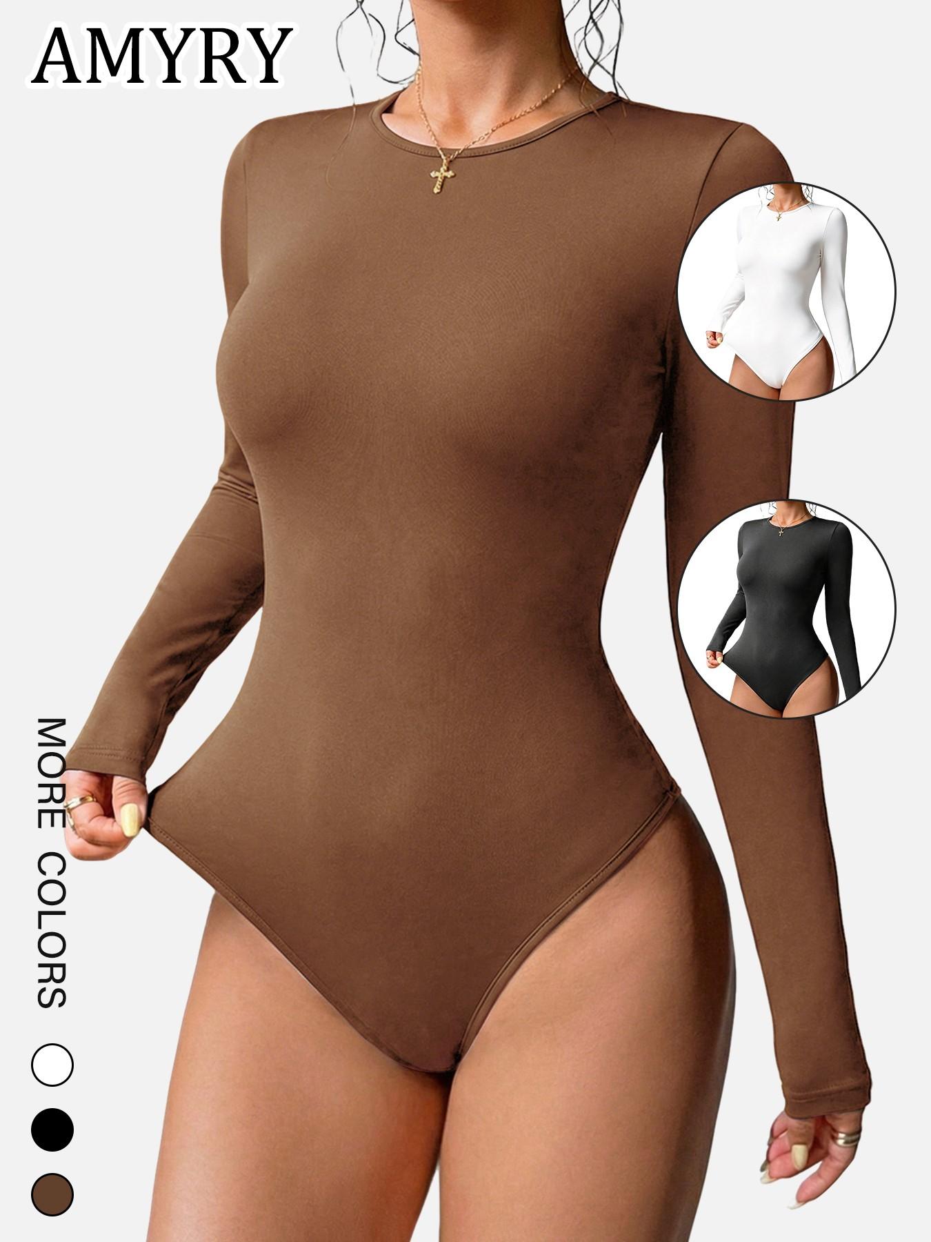 Women's Spring & Fall 2026 New Classic Loose Fit Inner Layer Top, Long Sleeve One-Piece Casual Bottoms, Trendy Design Bodysuits