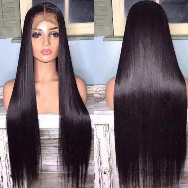 13X6 HD Transparent Straight Lace Front Wigs For Women Natural Black Human Hair Lace Frontal Wig Pre Plucked Hairline 180 Density
