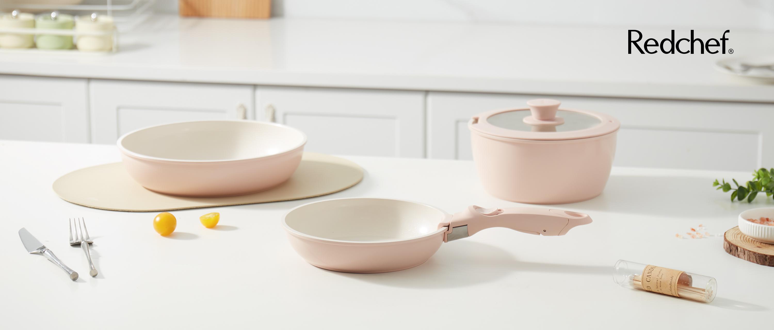 【New Year Sale】Redchef Removable Handle Pots And Pans Non Stick, Ceramic Cookware Set, RV Cookware Set, Non Toxic Pots And Pans Set No PFAS & PTFE & PFOA, Detachable Pots And Pans, Dishwasher & Oven Safe