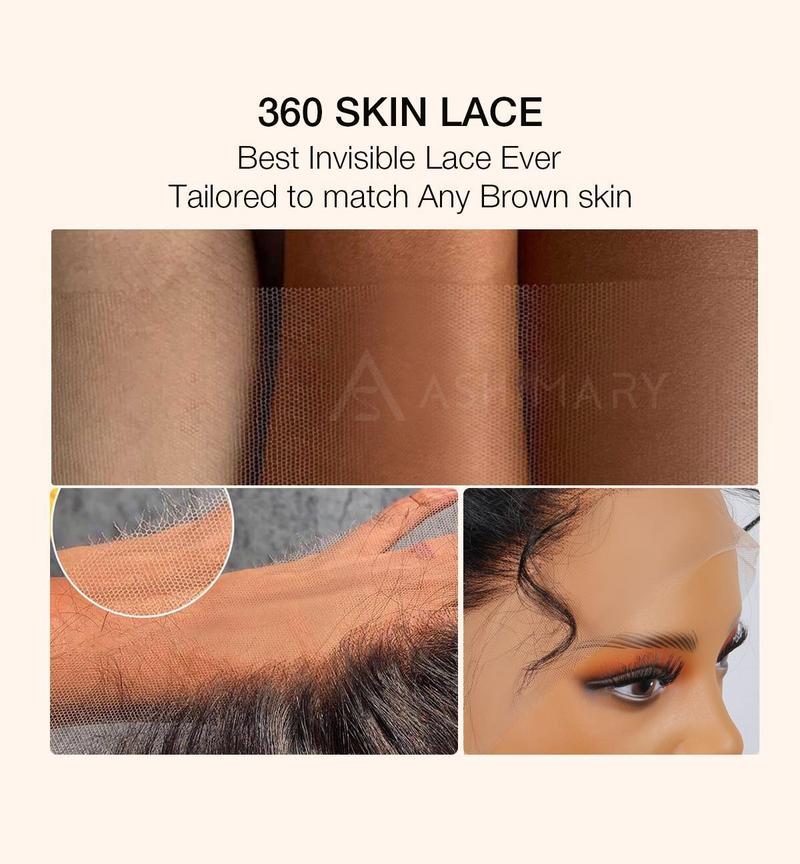 250% Density Water Wave Invisi Strap Snug Fit 360 Wig with Drawstring Bleached Knots Pre Cut Lace Beginner Friendly Glueless Ready to Go Human Hair Pre Everything with Baby Hair Around Wig