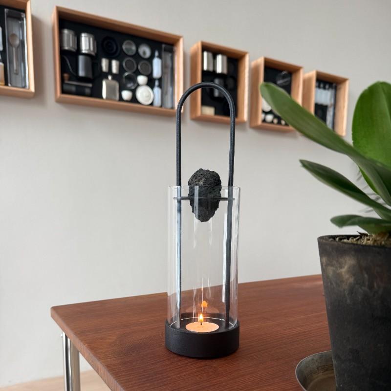 Portable Outdoor Essential Oil Diffuser Lamp, Windproof Design, Quartz Glass Metal Candle Holder, Home Volcanic Stone Aroma Night Light Gift