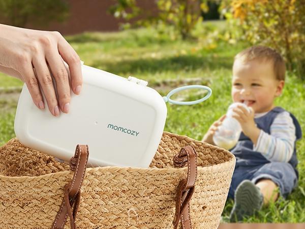 Momcozy Baby Bottle Brush Set, Bottlewasher, Includes Silicone Brushes, Nipple Cleaner, Straw Brush, Soap Dispenser, Drying Rack, Ideal for Home & Travel Use