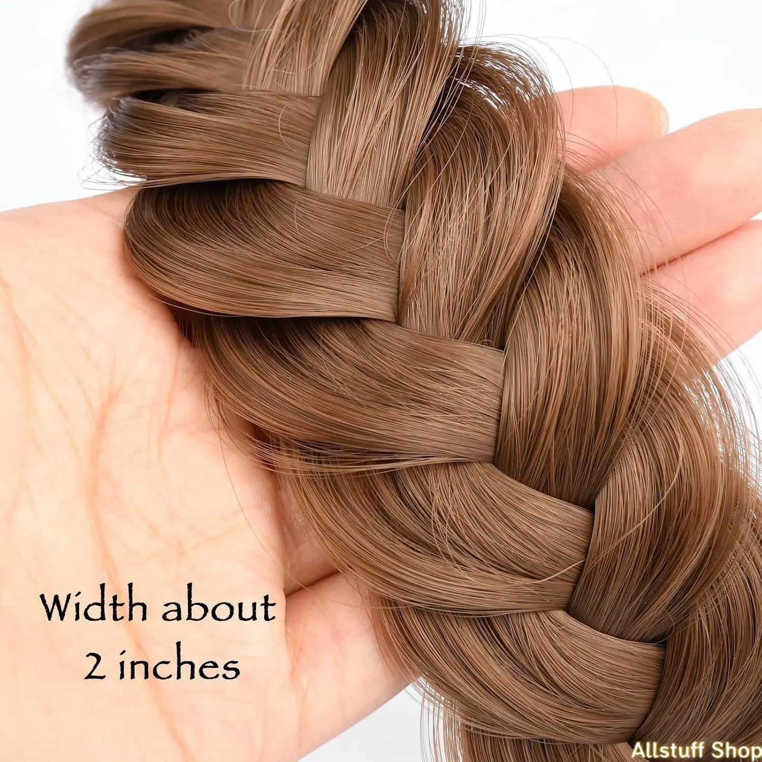 Women's & Girls' Medium Brown Wide Fishtail Braided Headband with Teeth - Chunky Messy Plaited, High Elasticity Synthetic Hair Hairpiece, Cute Y2K Coquette Fashion Accessory, Women/Girls