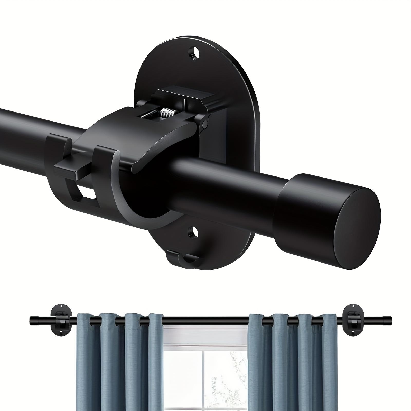 No-Drill Curtain Rod Holder, Self-Adhesive Installation Clip, Easy to Install, Suitable for Bathroom Kitchen Apartment, Vintage Style Durable Plastic, Adjustable Curtain Rods