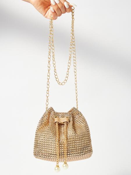 Elegant Rhinestone Evening Bag for Women, Party Style Chain Design, Bridesmaid & Bride Shoulder Clutch, All Season Fashion Accessory, Adjustable Strap Purse