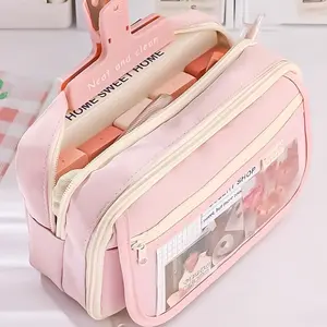 Kawaii Pink Pencil Case Multi Layer Student Stationery Pen Cute Bag Creative Pen Box Students Back to School Stationery Supplies