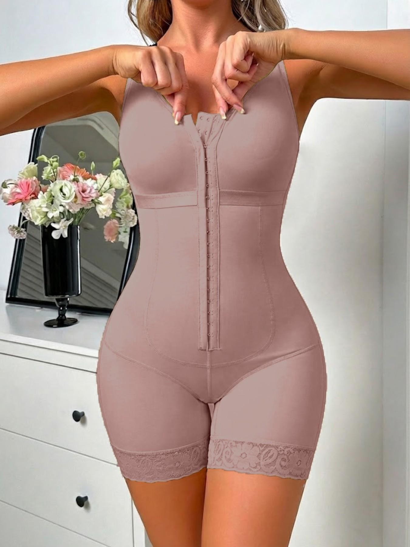 1 Count Women's Slimming Body Shaper Jumpsuit Fajas Colombian Shapewear Tummy Control Butt Lifter, Body Shaping Underwear, High Compression Shapewear Bodysuit with Adjustable Hooks & Lace Trim, Postpartum Body Shaperwear, Suitable For Various Occasions