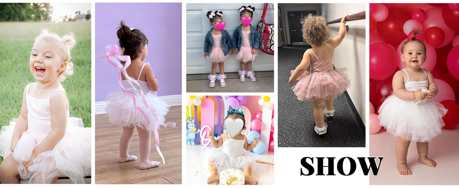 Toddler Girls Ballet Tutu Dress, Ballet Leotard with Tulle Skirt, Ballerina Dance Outfit for Ballet Class & Recitals