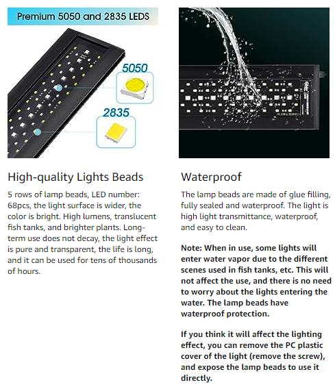 hygger Clip On 24/7 Lighting Aquarium LED Light, 14W Sunrise-Daylight-Moonlight and DIY Mode, Adjustable Timer / Brightness Fish Tank Light with 7 Colors for Planted Tank Aquatic Life