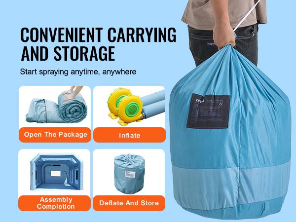 VEVOR Inflatable Paint Booth, 27.9x 15.7x 10.8 ft Inflatable Spray Booth, Portable Car Paint Booth for Small Truck, with 950W+750W Powerful Blowers and Air Filter System, Large Motorcycle, Midsize S