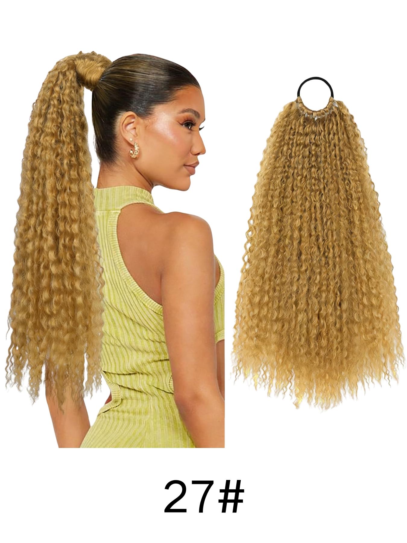 African Braided Hair Extension, Long Curly Corn Silk Ponytail, 12 Strand Screw Roll Messy Dreadlocks, Suitable for Daily Wear