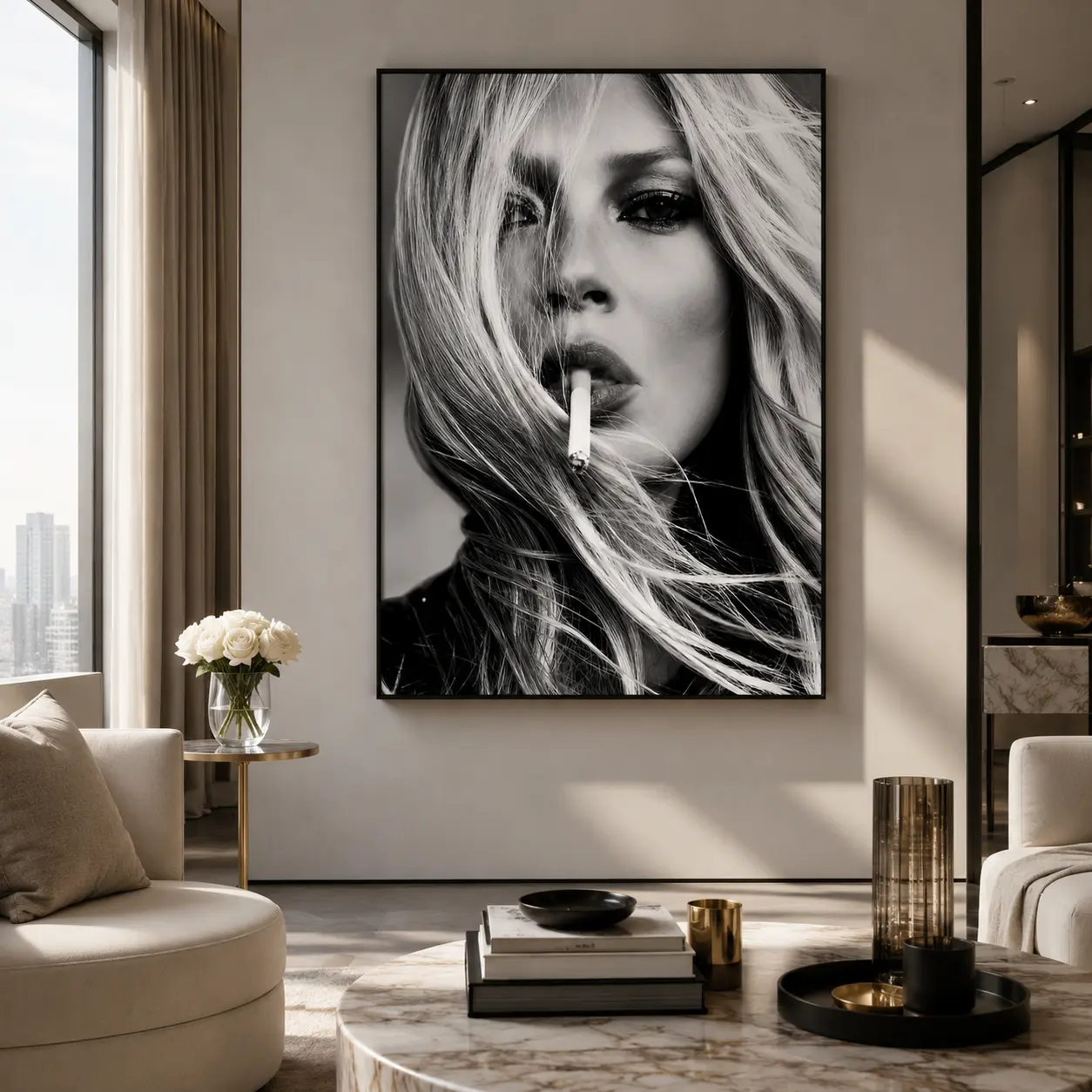 Kate Moss Poster Print Fashion Icon Vintage Home Aesthetic Decor Canvas Art 08x12 12x18 16x24 20x30 24x36 Inches Framed Unframed Options