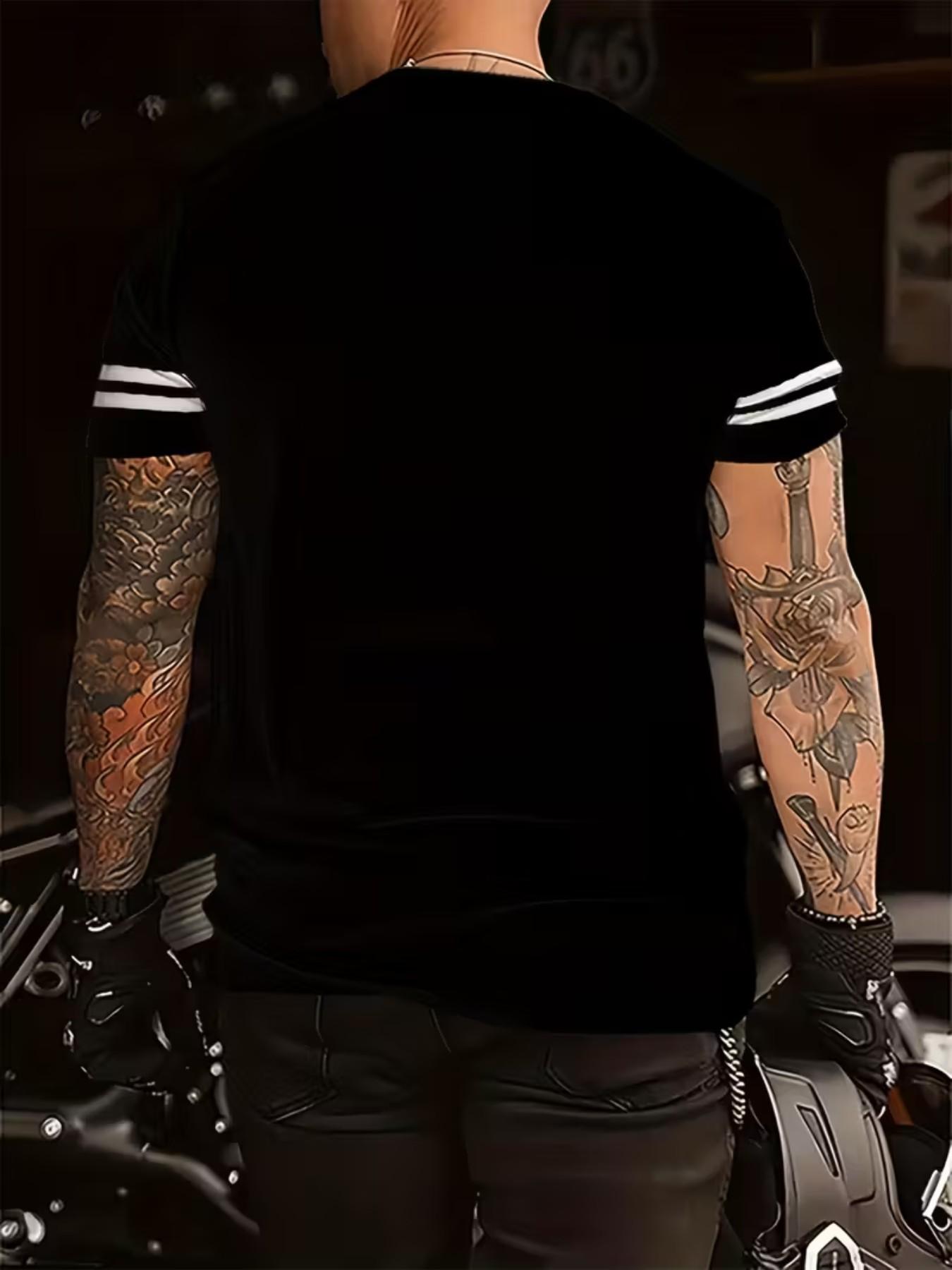 Men's Fashion Casual T-Shirt, Lightweight Polyester, Round Neck Short Sleeve, All-Season Comfort, Daily Wear