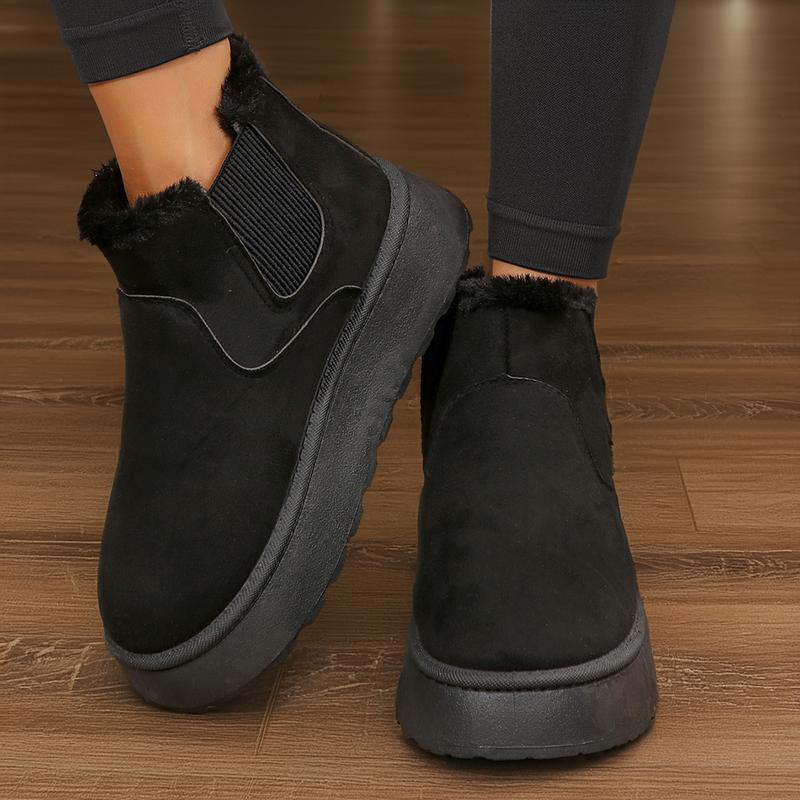 Women's Faux Leather Suede Winter Platform Fashionable Snow Boots with Soft Lining - Antiskid for Outdoor Shoes Must-Have Footwear for Cold Weather Springfresh