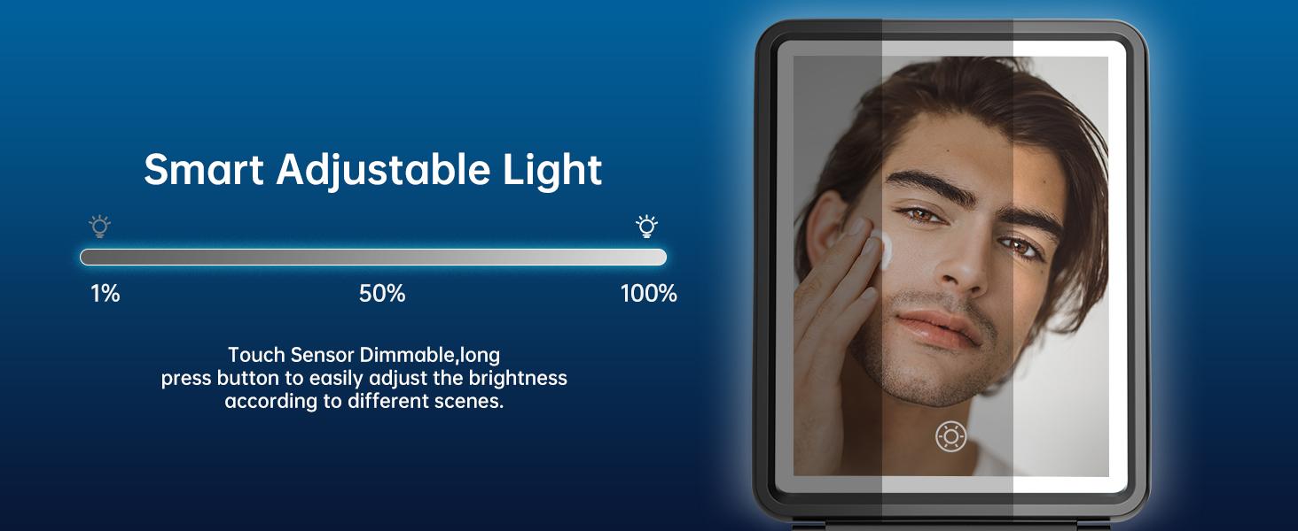 Shower Mirror Fogless for Shaving with Squeegee to Keep Clean or Remove Foggy Mess, Fogless Mirror for Shower Two Mounting Solution, Dimmable Lighting