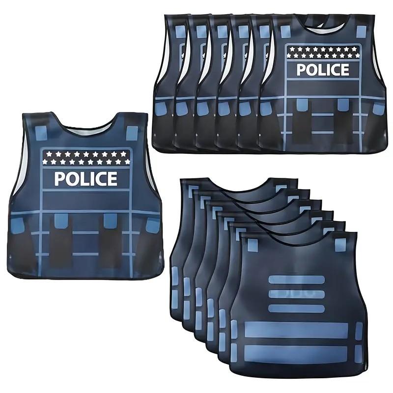 4 Piece Police Party Supplies, Non-Woven Vest Costume, Halloween Costume Party, Role Play, Durable Material, Theme Event Gear, Party Costume Accessory