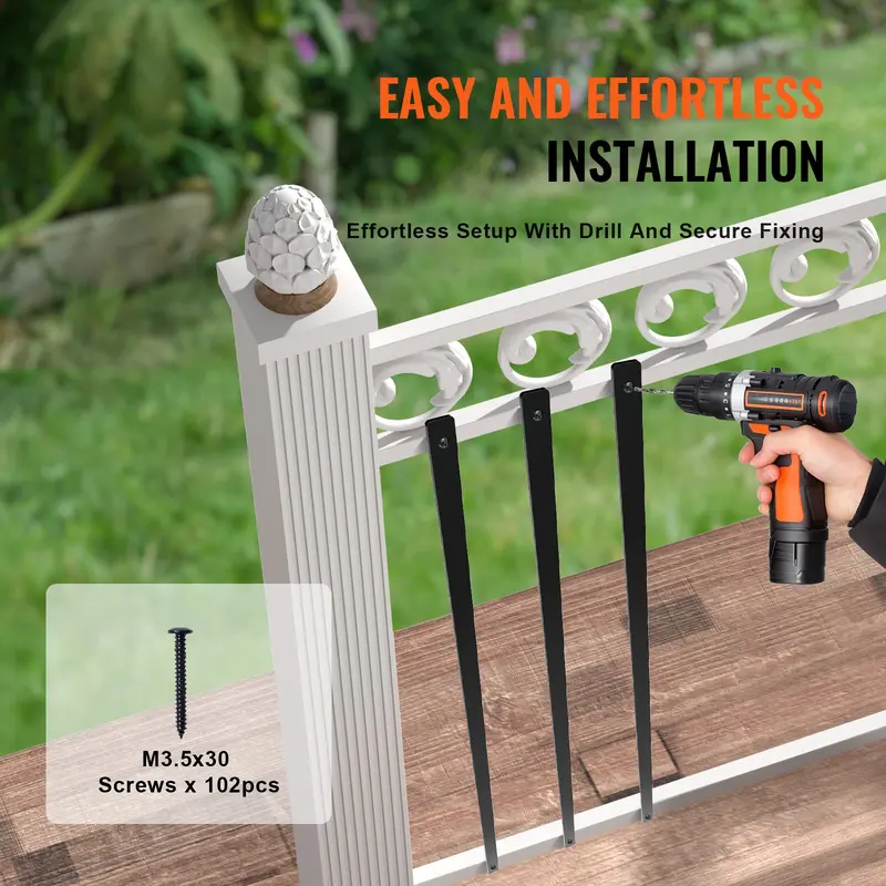 VEVOR 51-Piece Aluminum Alloy Classic Hollow Flat Spindles, 29.5"x1" 29.5" Length Satin Black Powder Coated Staircase Balusters, Deck Railing Components with Screws for Porch