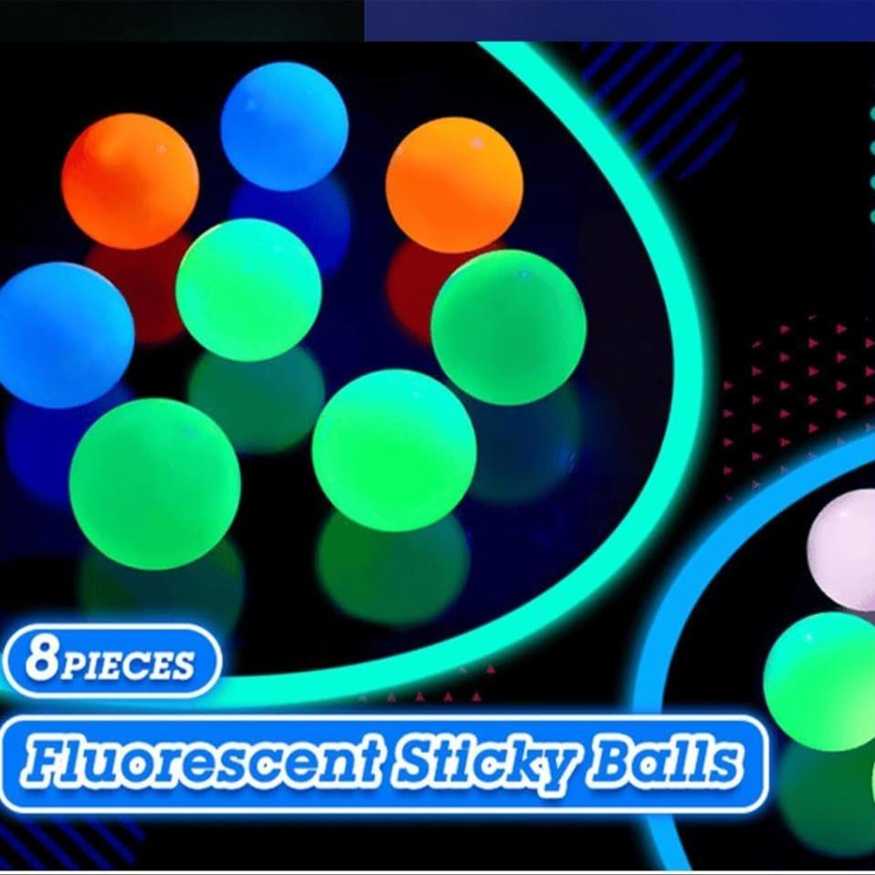 4/8/12pcs Glowing Sticky Balls, Sticky Ball for Ceiling, Glow Balls, Stick to The Ceiling, Stress Relief Toys, Glow in Dark Sticky Balls, Stocking Stuffers for Women Men Adults