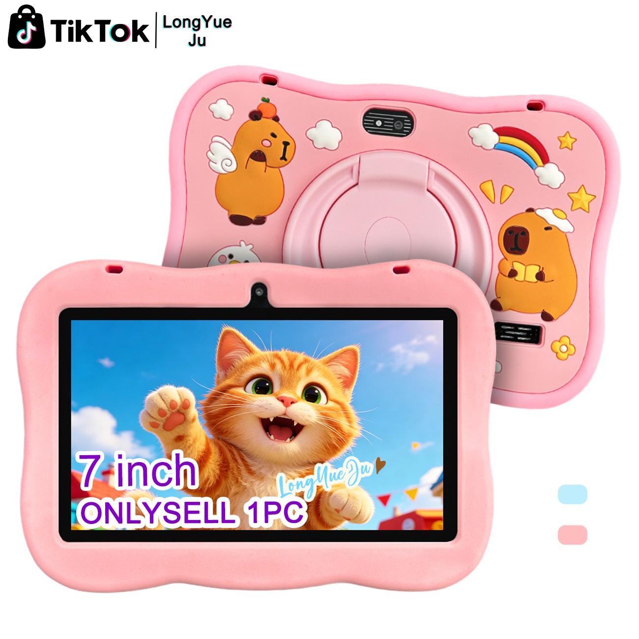 7-inch tablet | IWAWA learning application | Secure internet parental control | Sensitive touch screen+learning anti fall shell (blue/pink | no adapter) holiday gift, children have fun, parents feel more at ease