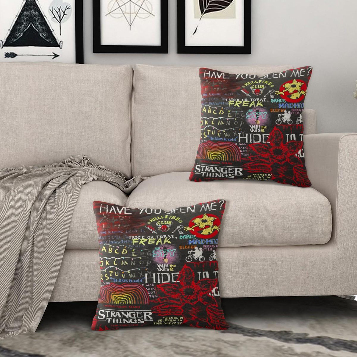 Stranger Things Pattern Throw Pillow, Soft And Comfortable Printed Design, Unique Print, Suitable For Living Room Sofa, Bedroom Headboard Pillow, And Office Nap